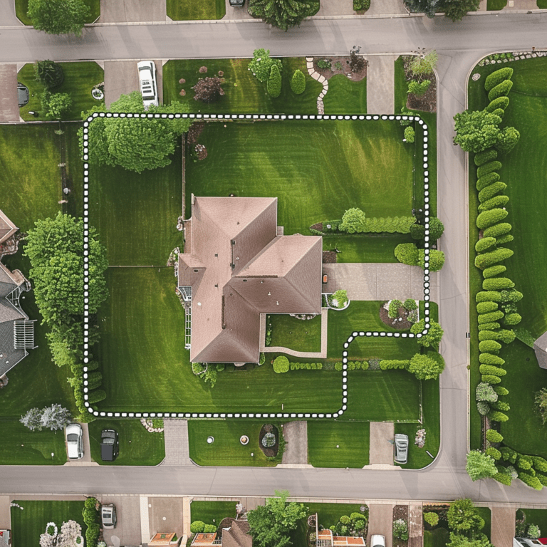 Yard showing invisible dog fence perimeter