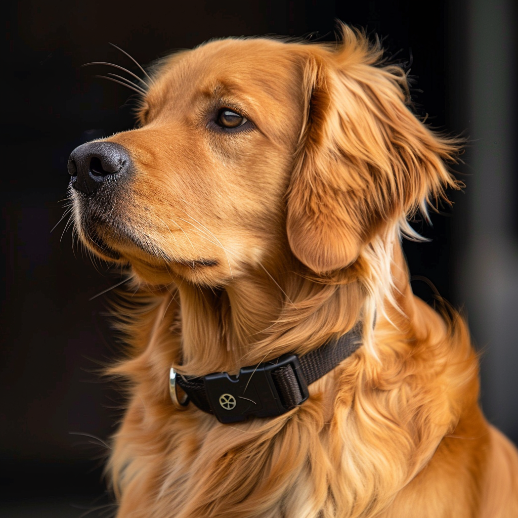 Golden Retriever wearing an electronic dog fence collar