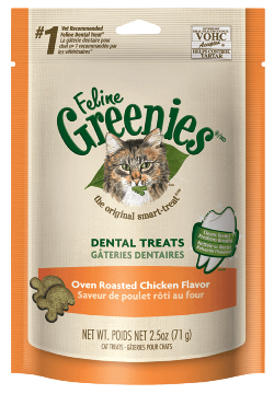 Greenies dental treats for cats is Abby's favorite treat to get in her automatic cat feeder