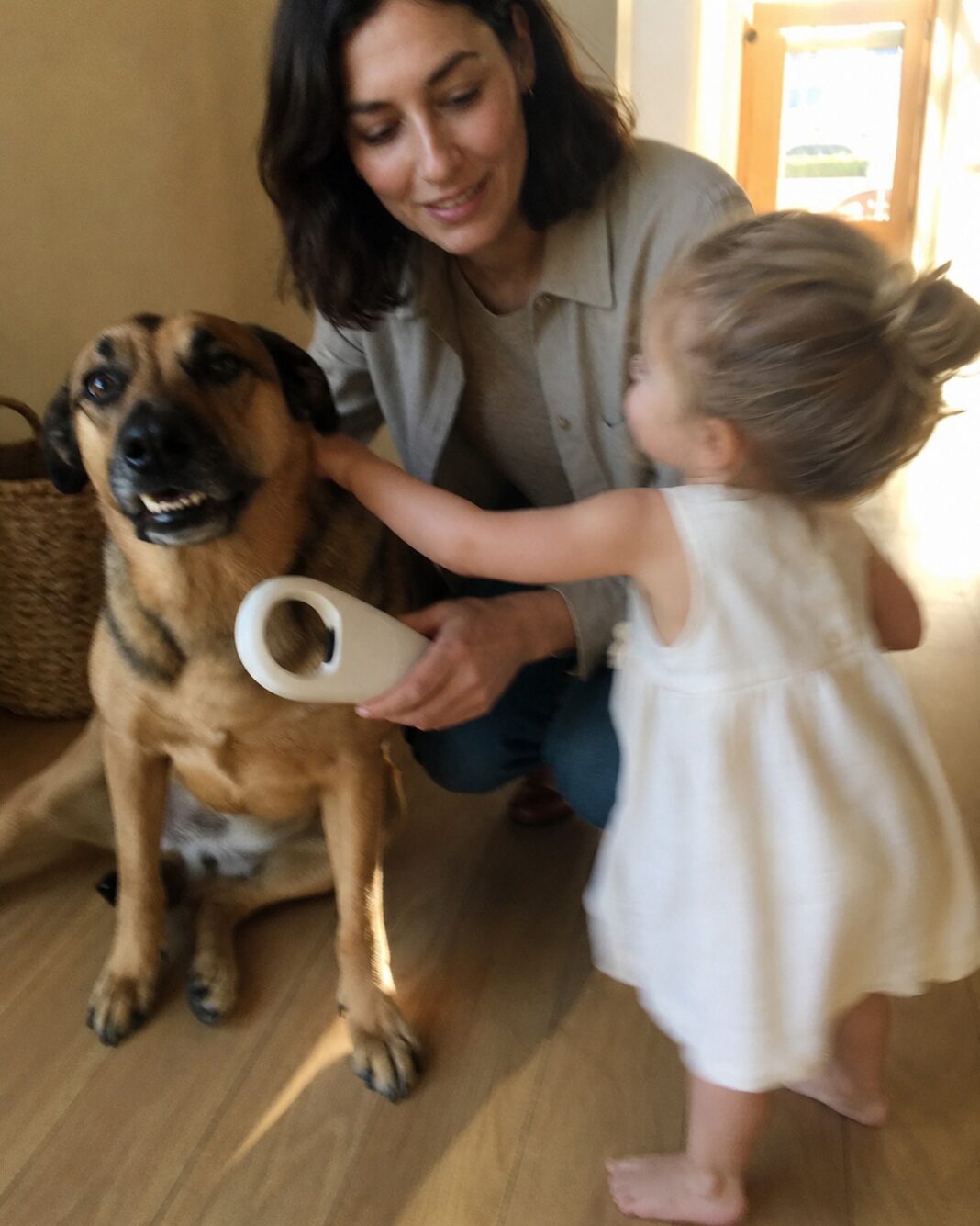Mom, Daughter and Dog with best pet chip scanner