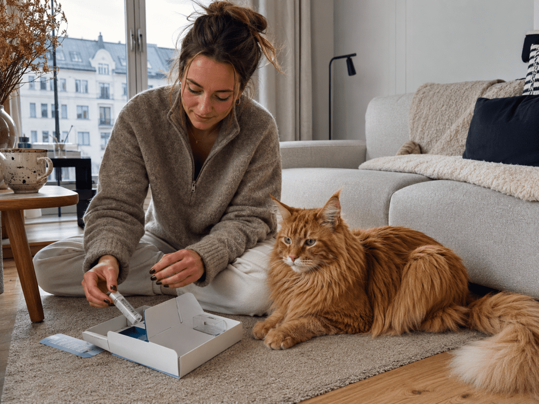 woman uses best cat dna test to test her maine coon cat