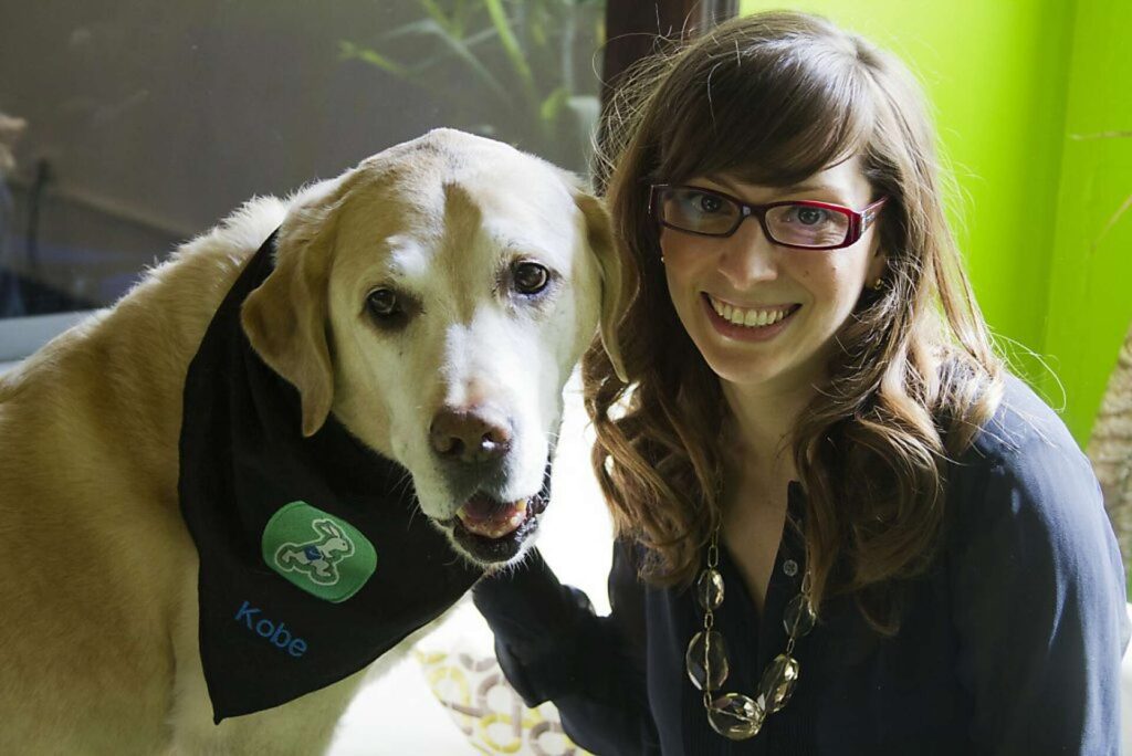 Leah Solivan, founder of Task Rabbit and her dog Kobe