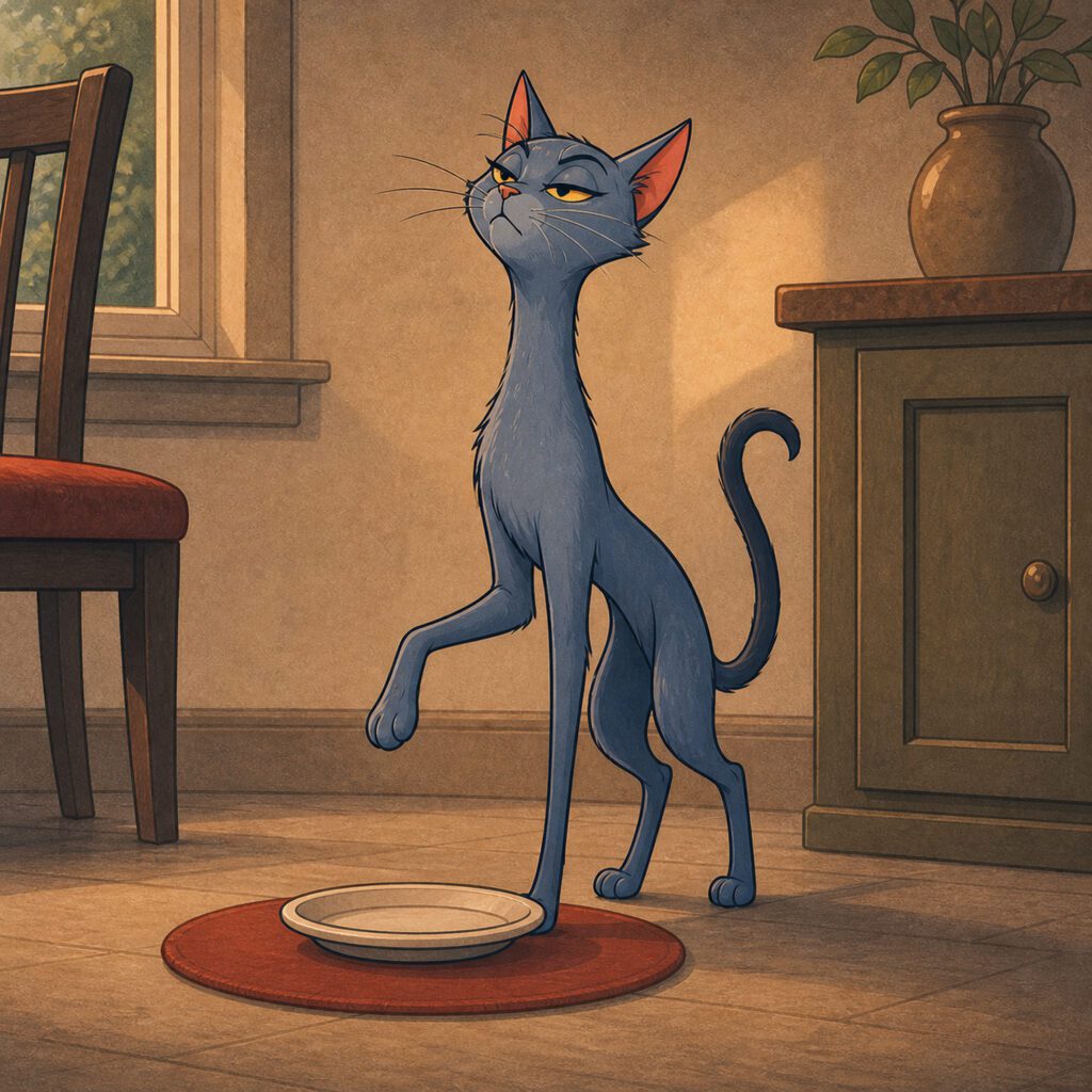 fresh food critic picky eater skinny grey cat