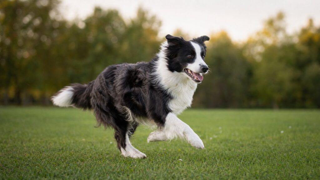 black and white dog running makes a great iphone dog photo